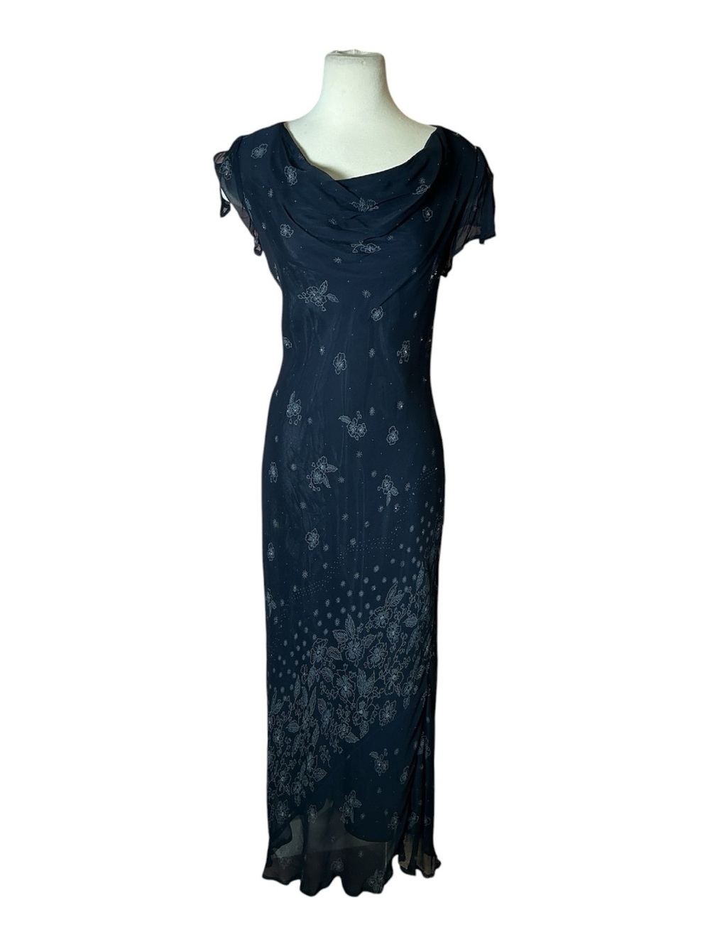 Vintage Y2K CDC Petites Floral Print Cowl Neck Maxi Dress